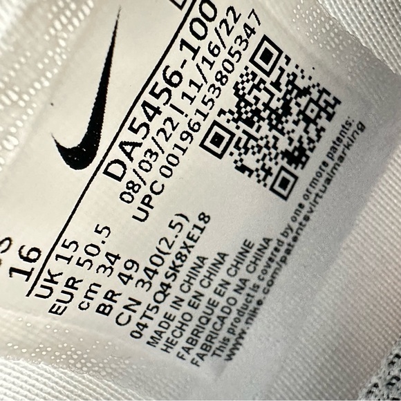 Size 16 Nike Vapor Edge Pro 360 2 Football White Platinum DA5456 100 Mens New - Picture 9 of 9